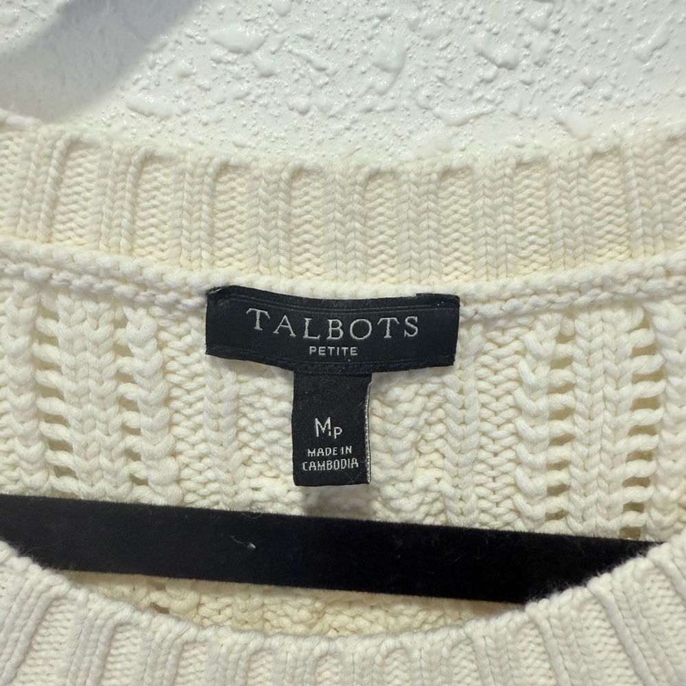 Talbots Ivory Cable Knit Sweater MP - Picture 2 of 8